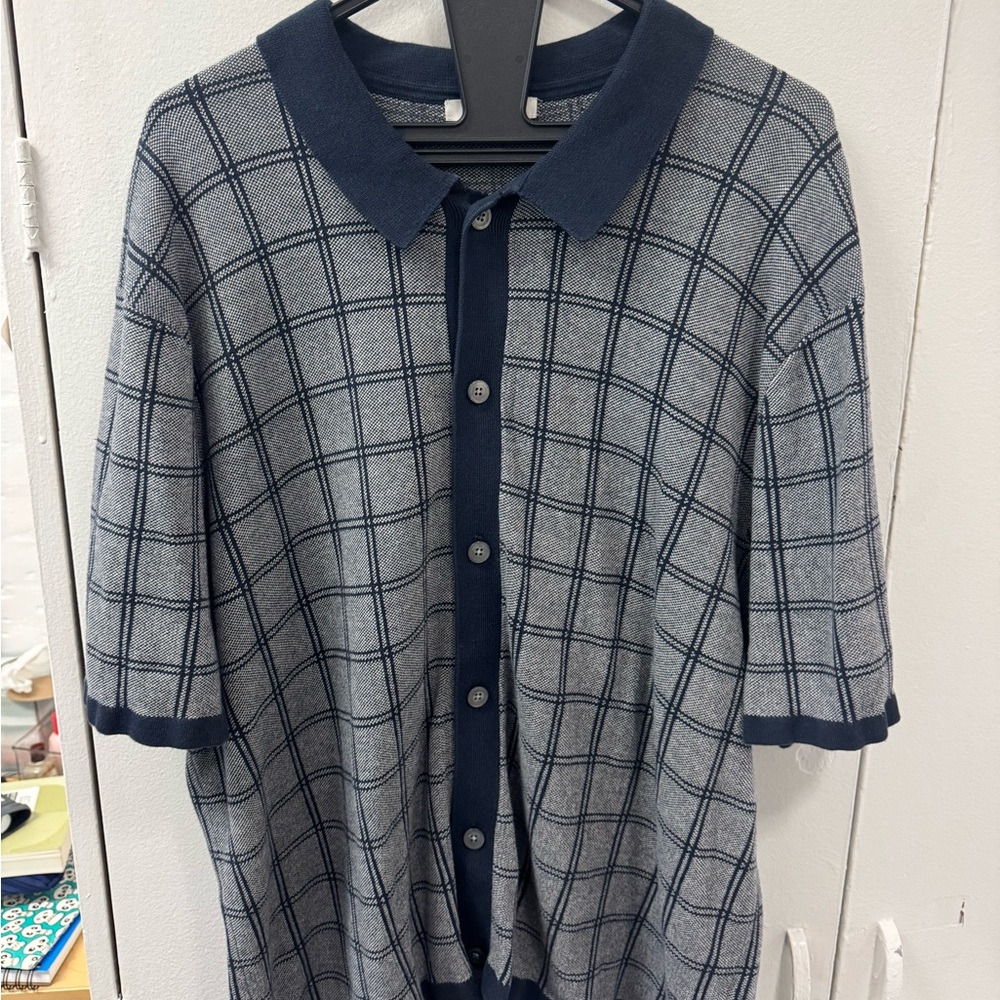 Navy and Gray Madewell Checkered button down Shirt